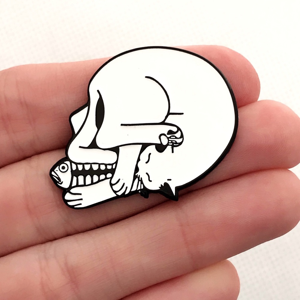 Skull Cat Enamel Pin